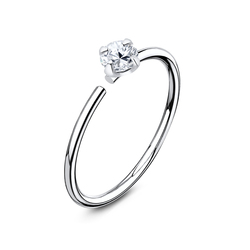 Round CZ Silver Nose Ring NSKR-71